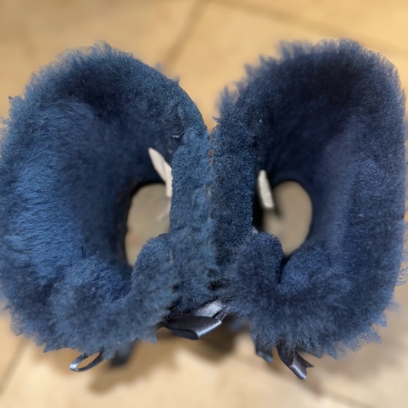 Ugg Bailey Bow Women’s Fur Ankle Boots Navy Blue 9 - Picture 7 of 10